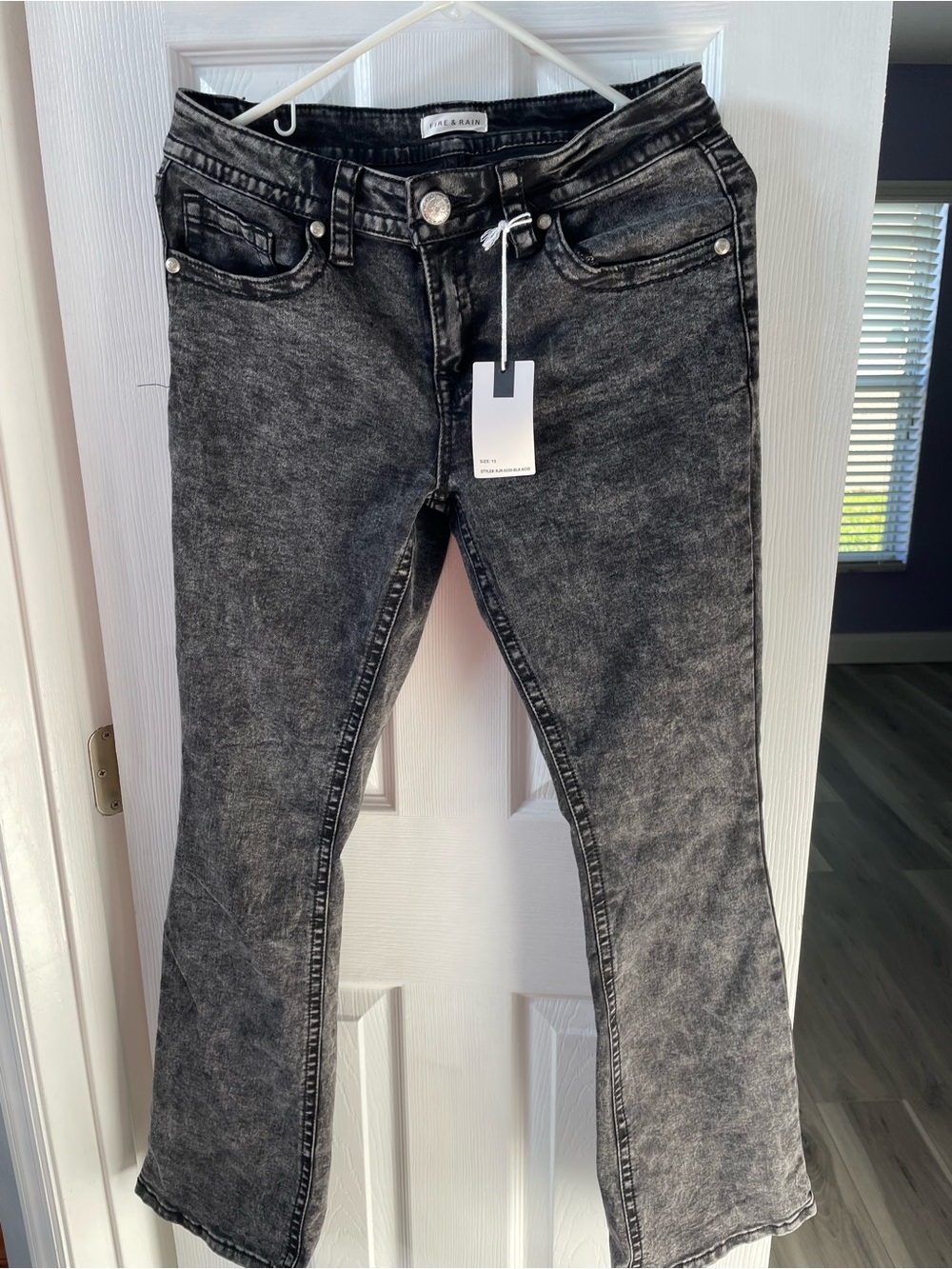 Fire & Rain Low Rise Acid Wash Bootcut Black Denim Jeans for junior girls